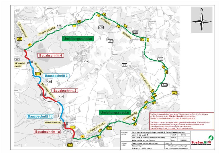 B515: Deckensanierung auf der B515 unter Vollsperrung