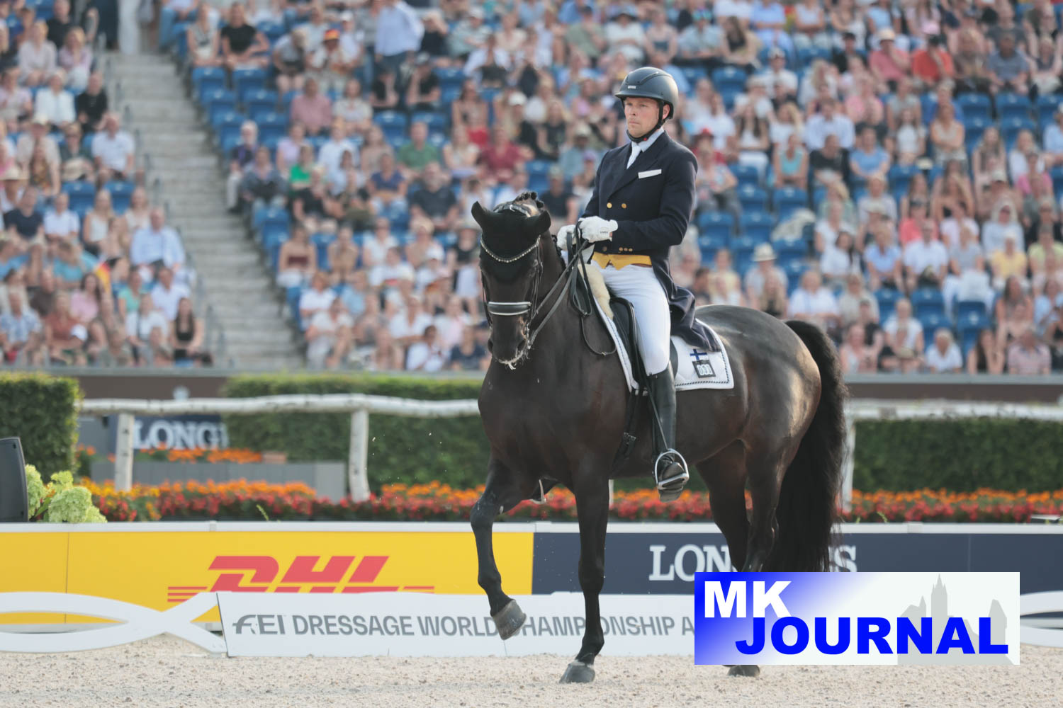 Henri Ruoste (FIN) mit Tiffanys Diamond in der Grand Prix Spécial Kür bei der Reit-WM in Aachen (Foto: Jenny Musall)